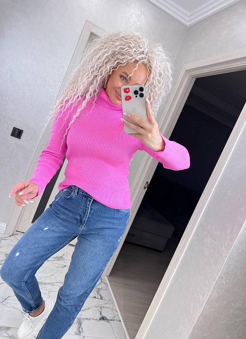 Водолазка жіноча однотонна рубчик, гольф жіночий базовий, жіночі базові гольфи водолазки в Україні Рожевий Київ - фото 2