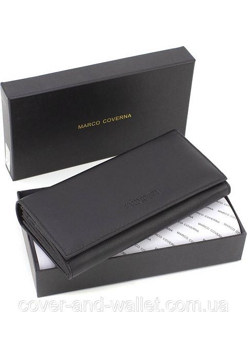 Классический женский кошелёк на магнитной застежке зеленого цвета Marco Coverna Черный Киев - изображение 1