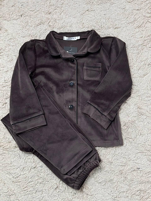 Дитяча велюрова тепла піжама одна кишеня Шоколадний ч/к 122-128 Харків - фото 2