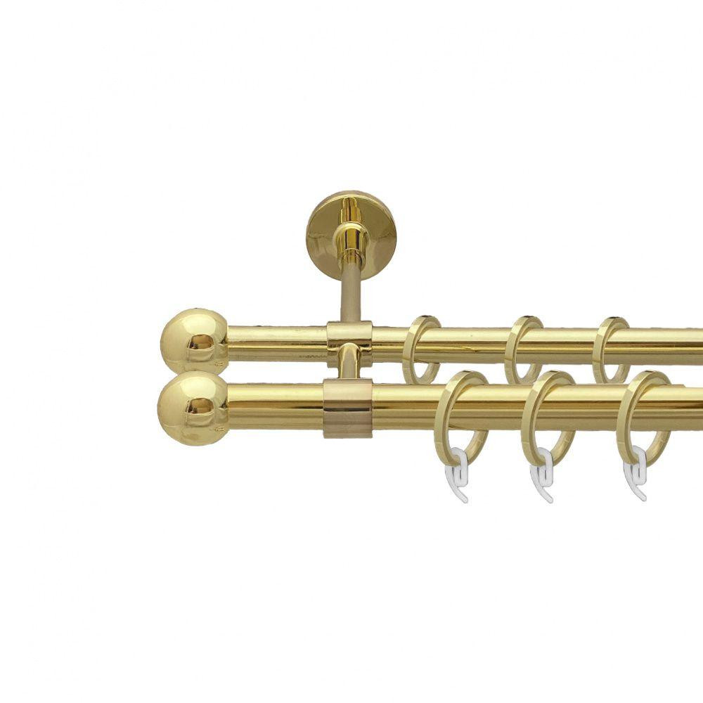 Карниз Orvit Куля Болонь металевий дворядний закритий гладка труба кільце фасонне металеве  Золото 19\16 мм 300 см (00-00009345) Львів - фото 1