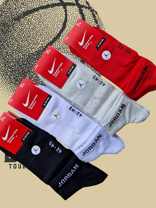 Комплект чоловічих бавовняних шкарпеток середньої висоти (4 штуки) розмір 42-46 Nike Jordan 4 Київ - фото 2