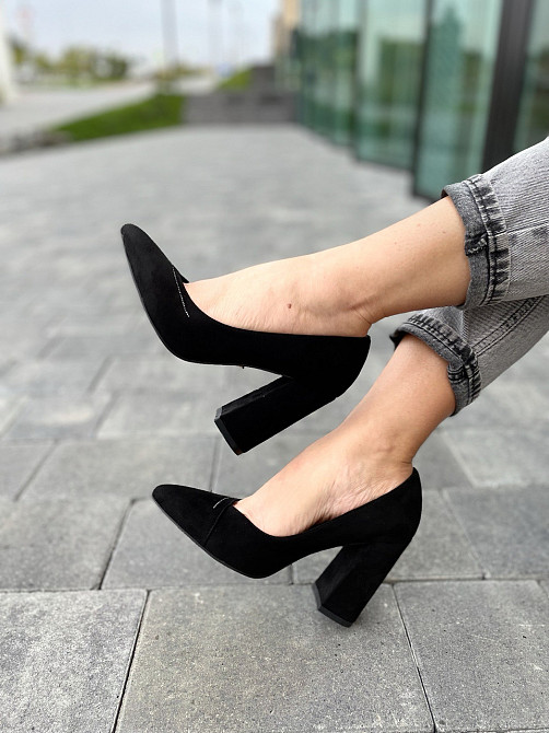 Lino Marano Туфлі жіночі Lino Marano чорні еко-замша каблук 10 см розміри 35-39 (Y471-6 4599) Коломия - фото 6