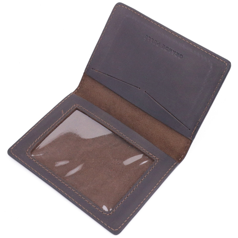 Надежная обложка на военный билет в винтажной коже Карта GRANDE PELLE 16781 Коричневая Киев - изображение 5