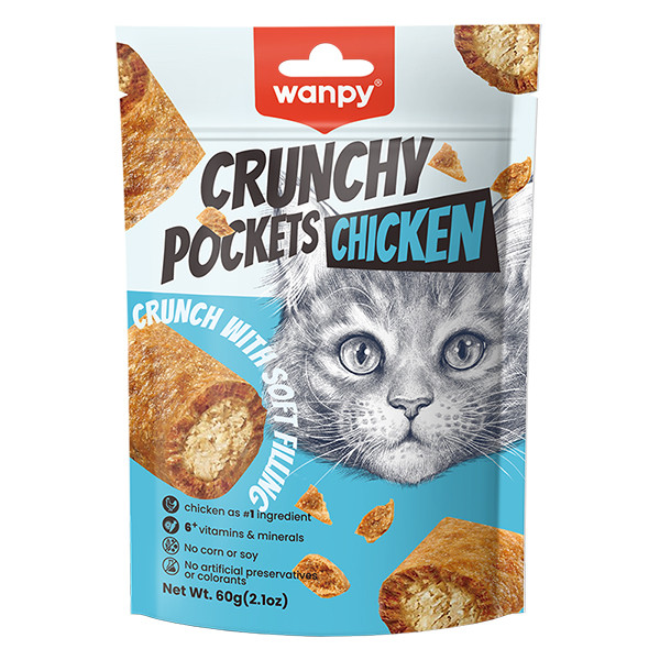 Wanpy Crunchy Pockets Chicken ВАНПИ ХРУСТЯЩИЕ ПОДУШЕЧКИ С КУРИЦЕЙ лакомство для котов Киев - изображение 1