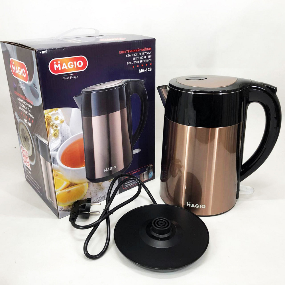 Чайники на підставці MAGIO MG-128 1.8 л 1850 Вт, Хороший електрочайник для дому, Електрочайник сталь WU-77 Івано-Франківськ - фото 7