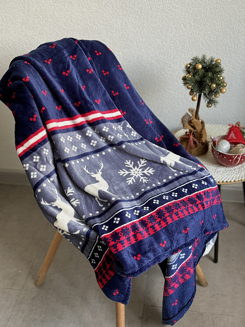 Ecotton Плед Ecotton 150х220 см Well Soft новорічний з оленями синій FL-4885 (23221) Київ - фото 2