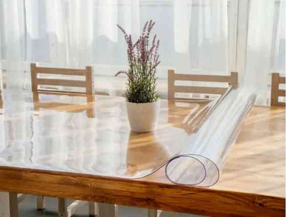 М'яке скло Прозора силіконова скатертина на стіл Soft Glass Захист для меблів 1.0х1.0 м Товщина 1.5  Вінниця