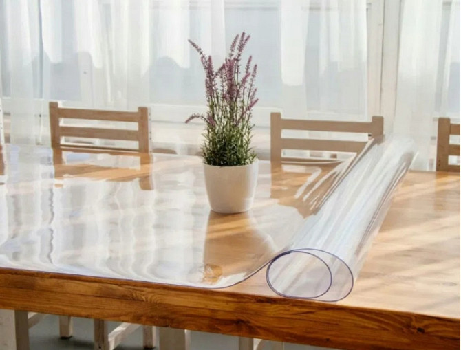 Мягкое стекло Прозрачная силиконовая скатерть на стол Soft Glass Защита для мебели 1.0х1.0 м Толщина Винница - изображение 1