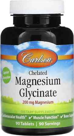 Магний глицинат хелат Carlson Chelated Magnesium Glycinate 200 мг 90 таб Киев