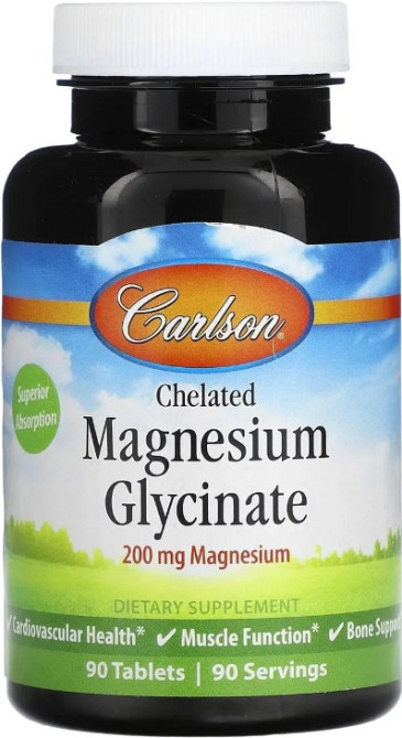Магний глицинат хелат Carlson Chelated Magnesium Glycinate 200 мг 90 таб Киев - изображение 1