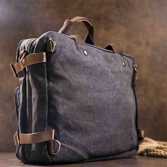 Сумка-трансофрмер текстильная большая Vintage 20078 Черная Киев