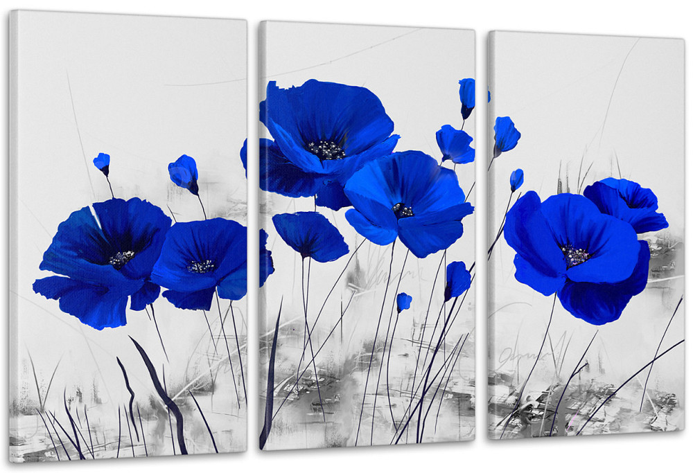 Модульная картина Синие Маки Аrt-139_3А 70x130 см Киев - изображение 1