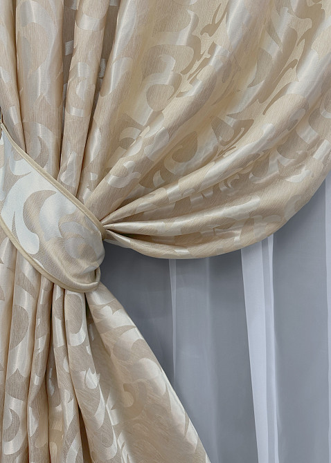 Комплект готових штор VR-Textil Жакард Вензель № 416ш Бежевий 200х270 см 2 шт (32-309) Київ - фото 5