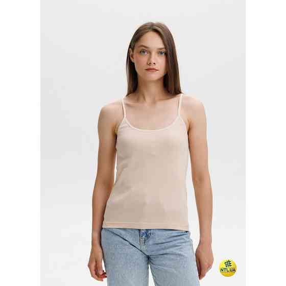 Базова однотонна жіноча майка з бавовни на тонких бретелях Наталюкс 21-2101 XXL Киев