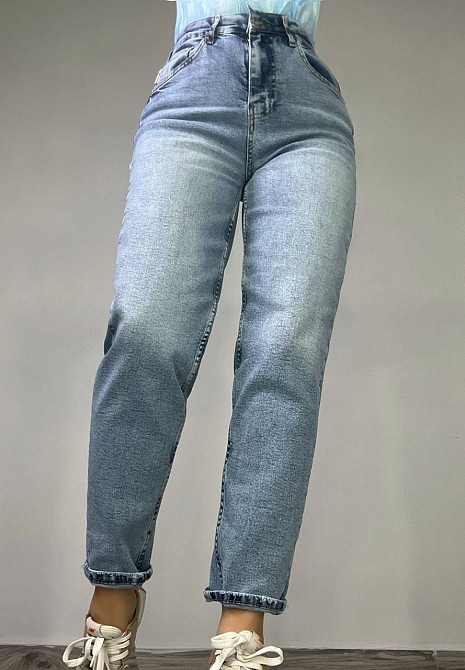 Джинси жіночі Mikaletta 3255 MOM RELAX comfort jeans висока посадка банани стрейчеві блакитні, блакитний, 29, 29, 82 см, 115 см Київ - фото 1