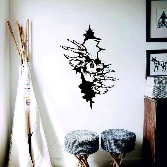 Декоративне настінне Панно «Скелет», Декор на стіну 90*62 см, Чорний Київ