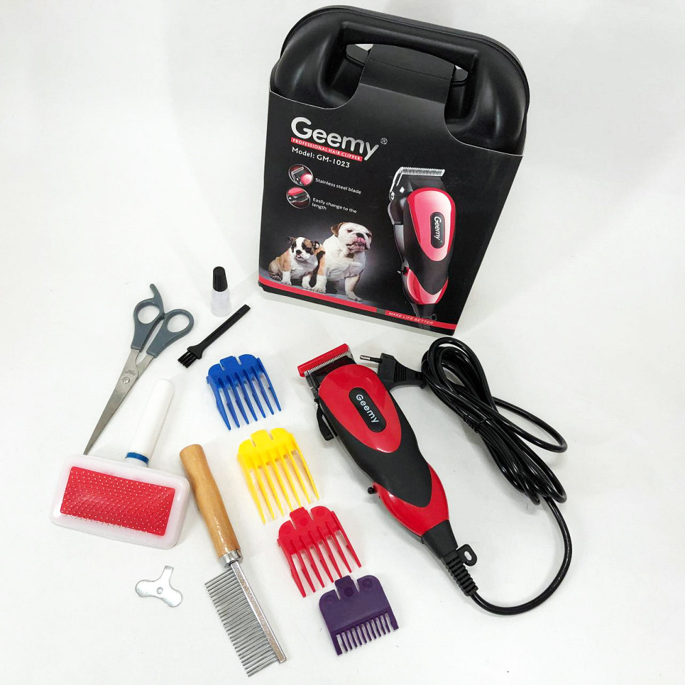 Машинка Gemei GM-1023 для стрижки животных с 4 насадками для любого типа шерсти + ножницы и расческа-гребешок CR-54 Львов - изображение 5