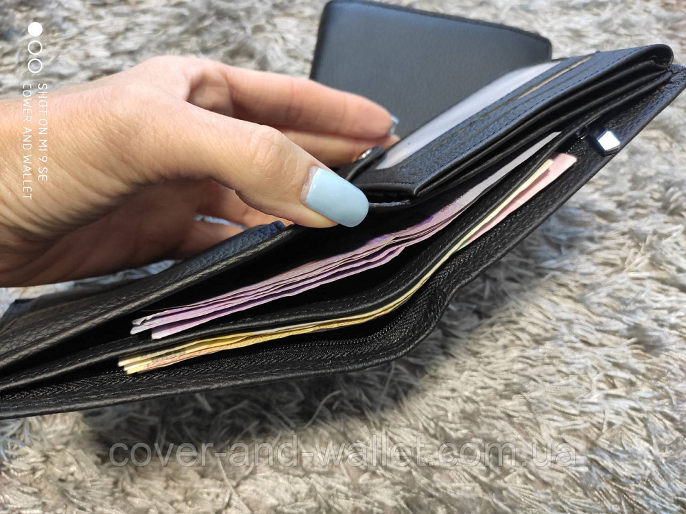 Шкіряний чоловічий гаманець без застібки з блоком для документів ST 108 Київ - фото 6