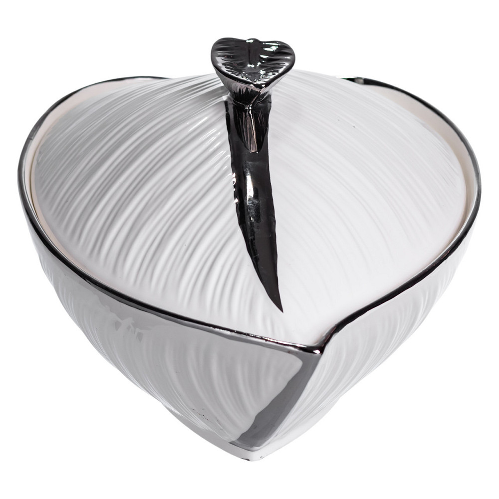 Супниця 800 (мл) порцелянова 32×21×16 (см) з кришкою Білий з сріблом XL-4054AS Київ - фото 3