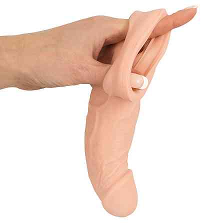 Подовжуюча насадка - Nature Skin Penis Sleeve With Extension Sex Aura Київ