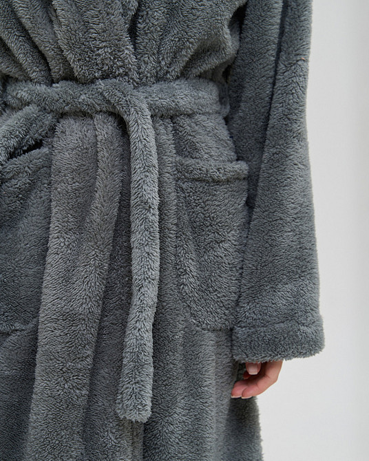 Теплий однотонний жіночий халат Nicoletta Queen — Велюрсофт 94118 M Київ - фото 6