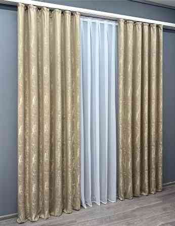 Комплект штор VR-Textil Жаккард Viva Marmo № 1787ш Бежевый 100х290 см 2 шт (31-0003) Киев