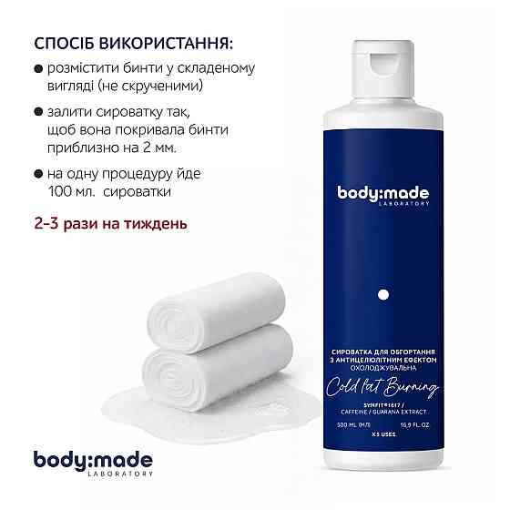Сыворотка для обертывания с антицеллюлитным эффектом охлаждающая BodyMade 500 мл Киев