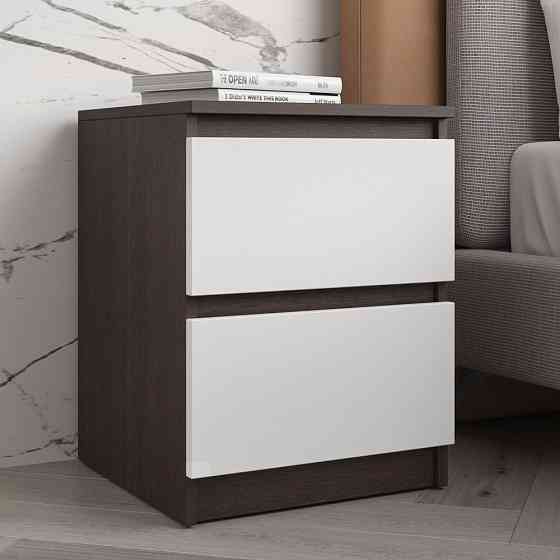 Прикроватная тумба VAYS R-5 Венге Темный-Белый фасад, 2 ящика без ручек, ЛДСП 40×40×53 см – тумба в спальню Львов