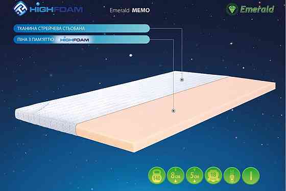 Тонкий матрац Emerald Мемо/Емеральд Мемо (топер) ТМ Highfoam 80х200 Харків