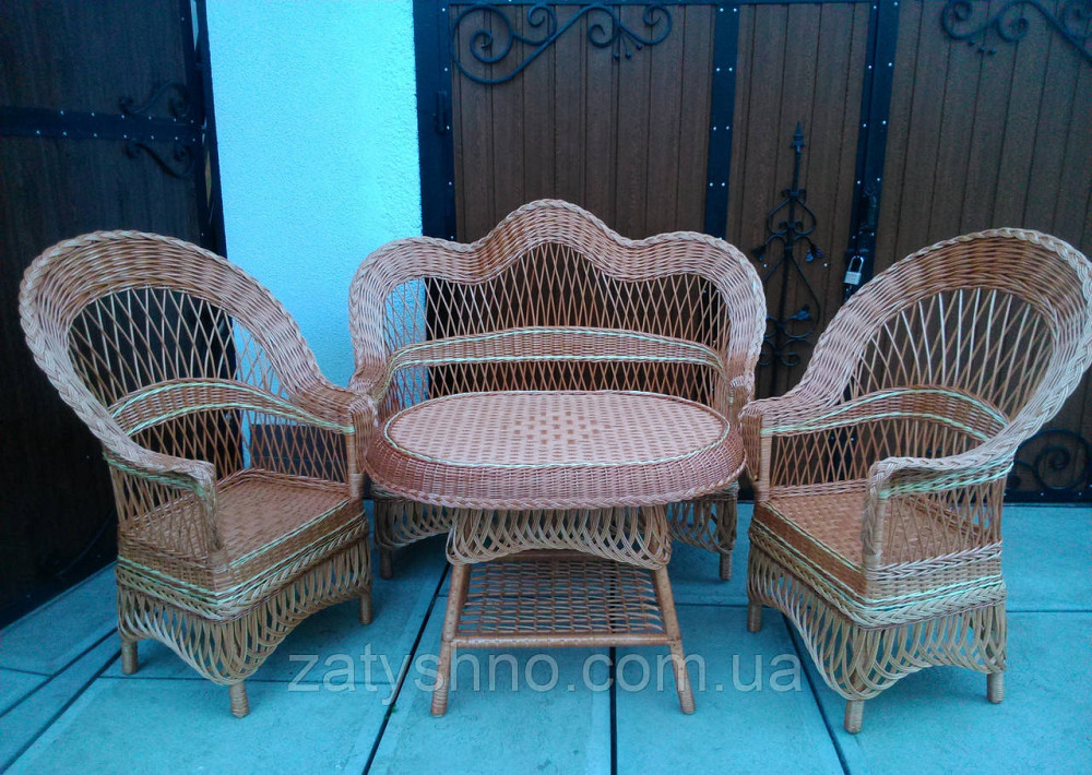 Плетені крісла з лози з широким плетінням Київ - фото 3