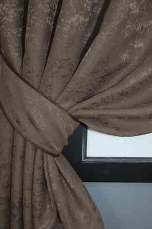 Комплект коротких штор VR-Textil Льон мармур Pavliani № 1372ш 130х170 см 2 шт Какао (35-0062) Київ
