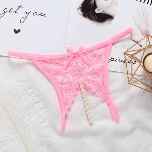 Трусики з розрізом та перлинами рожеві - розмір універсальний, резинка до 84см. Київ