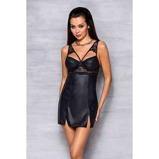 Бебі-дол з еко-шкіри та мережива Passion LOONA CHEMISE S/M, black Sex Aura Київ