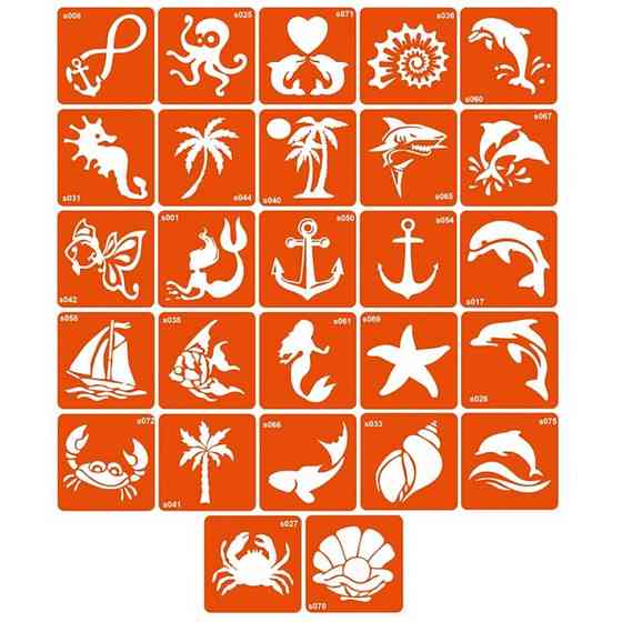 Набор трафаретов для био-тату «S - море» s_simple_5x5_27_1 Винница