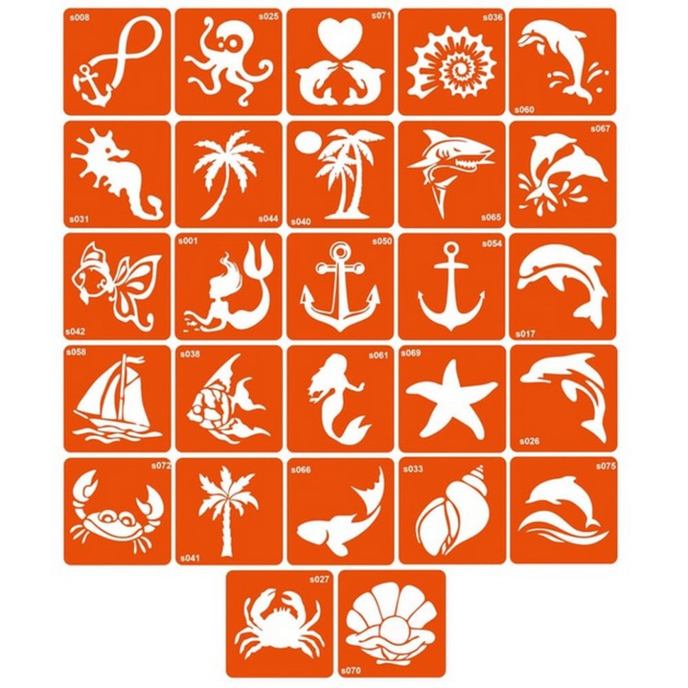 Набор трафаретов для био-тату «S - море» s_simple_5x5_27_1 Винница - изображение 1
