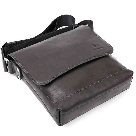 Сумка мессенджер в гладкой коже Черная (GRANDE PELLE) Киев