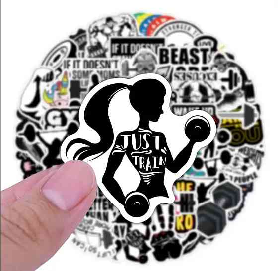 Набір вінілових стікерів «GYM Motivation» – 50 наклейок для спорту та фітнесу Київ