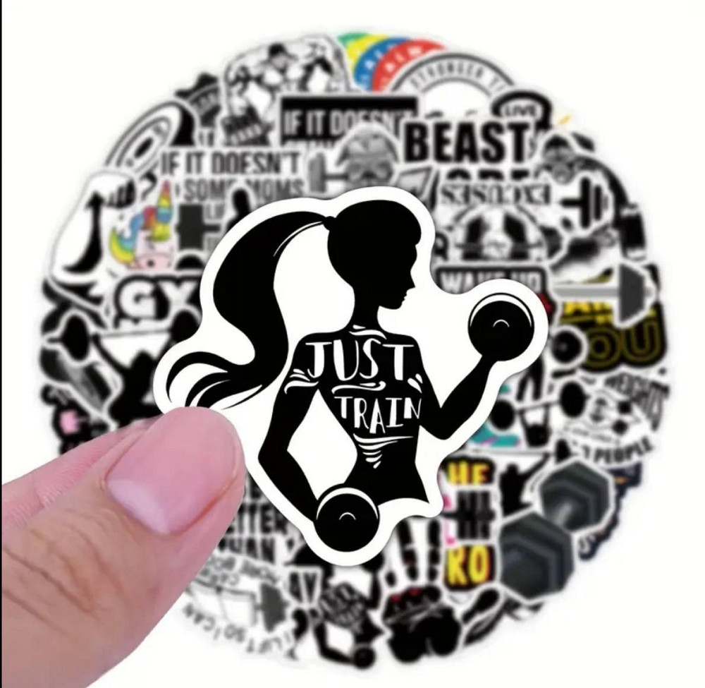 Набір вінілових стікерів «GYM Motivation» – 50 наклейок для спорту та фітнесу Київ - фото 1