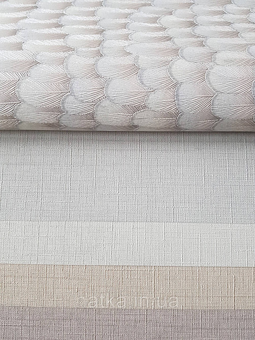 Шпалери метрові вініл на флізелін Erismann Nature soul листя маленькі луска структурні бежеві срібло 3д Київ - фото 2