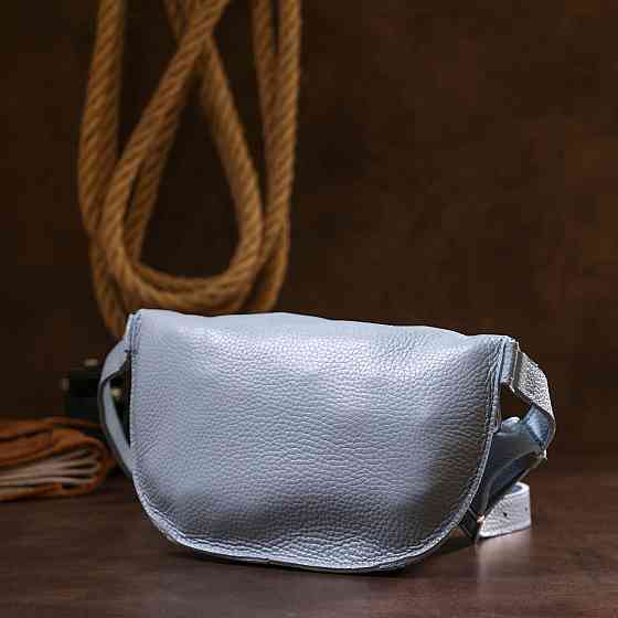 Кожаная удобная женская бананка Голубой (SHVIGEL) Киев