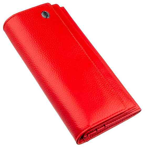 Яркий женский кошелек на кнопке Красный (ST Leather) Киев