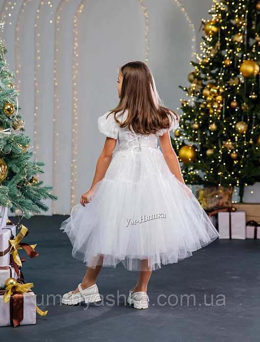 Святкова пишна біла сукня для дівчинки з глітером Кривий Ріг - фото 7