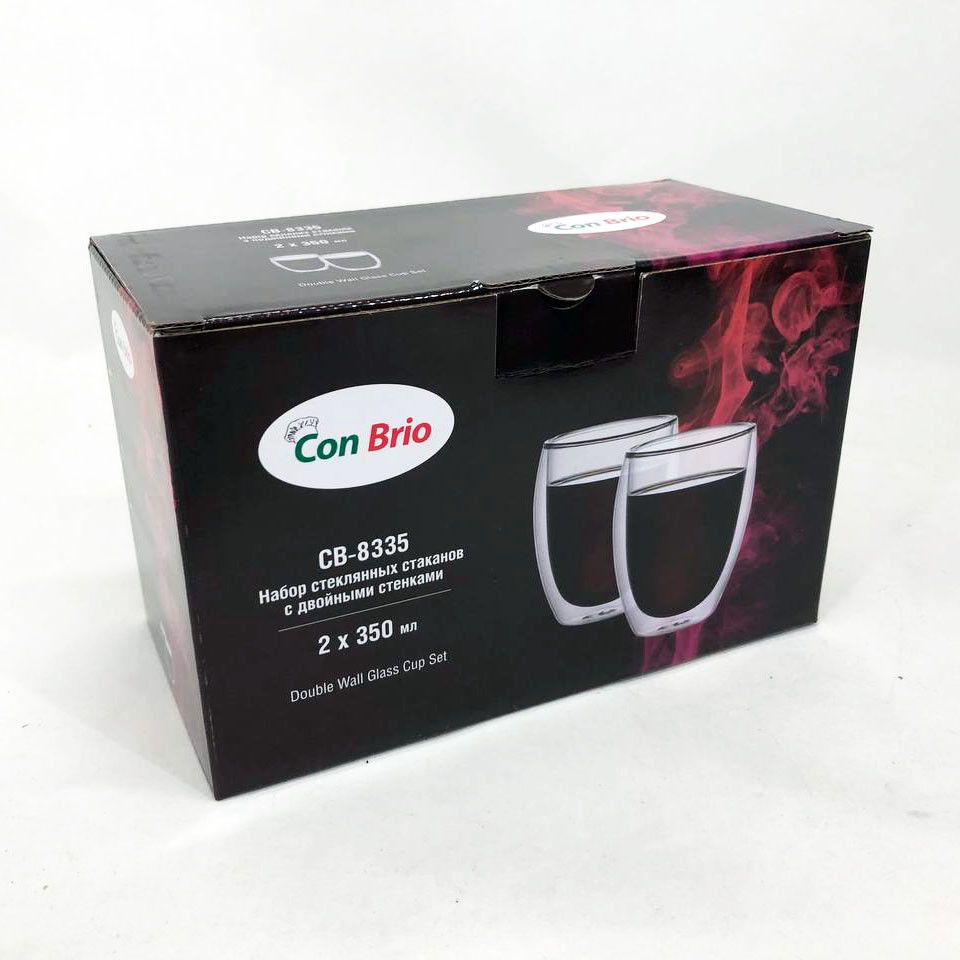 Двойные стеклянные чайные чашки Con, Набор чашек с двойными стенками хорошего качевства XG-47 Львов - изображение 3