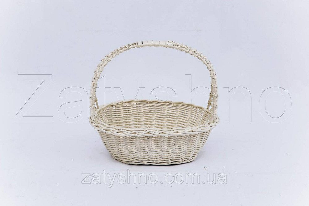 Кошик білий із лози середній | плетений кошик із лози | кошики з лози Київ - фото 6