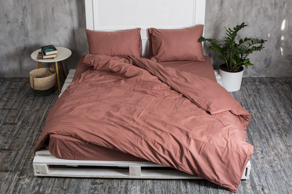 Ecotton Комплект постілі Ecotton полуторний Підковдра та 2 наволочки коричневий бордо Мокко Коломыя - изображение 1