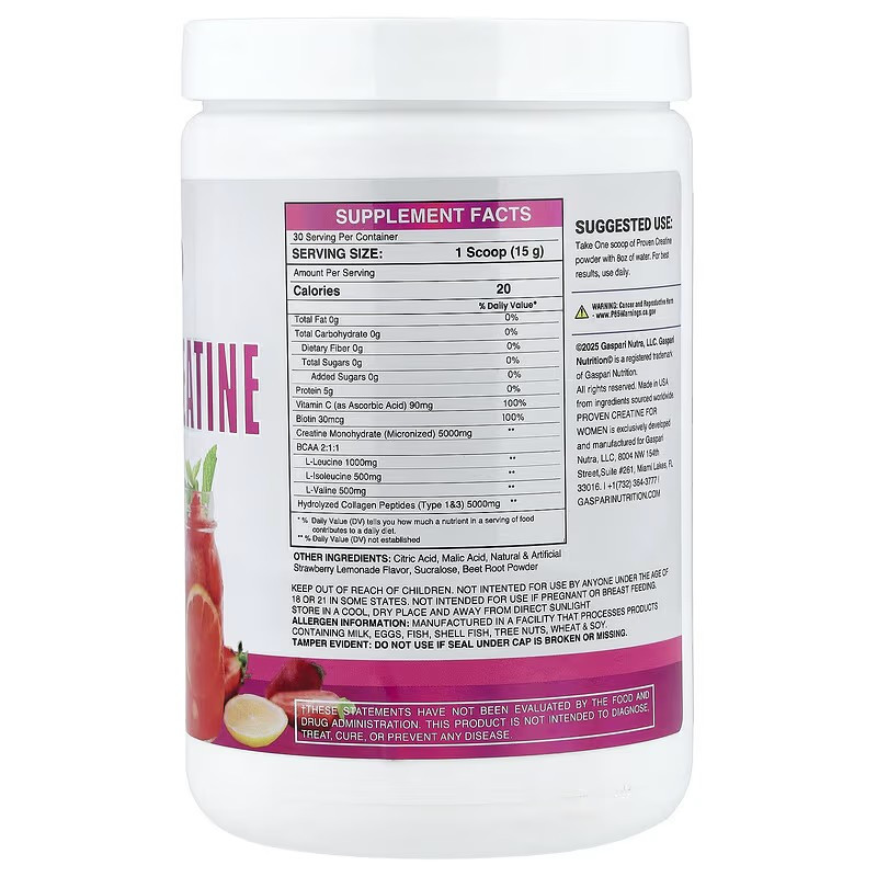 Креатин для женщин Gaspari Nutrition Proven Creatine For Women 450 g (Strawberry Lemonade) Луцк - изображение 2