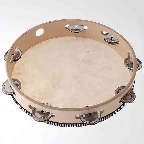 Бубон RESTEQ діаметром 25 см (10 дюймів) з металевими дзвіночками — ударний музичний інструмент для музикантів, оркестру, ансамблю Київ