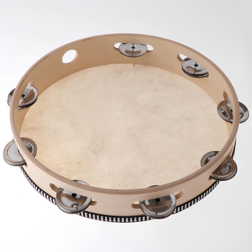 Бубен RESTEQ диаметр 25 см (10 дюймов) с металлическими звонцами — ударный музыкальный инструмент для музыкантов, оркестра, Киев - изображение 4