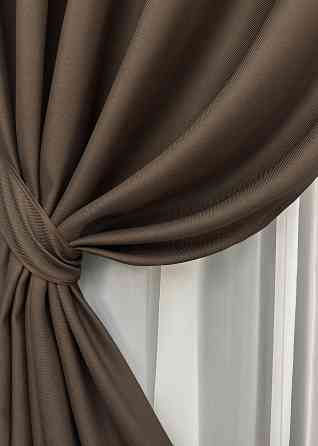 Комплект готовых штор на люверсах VR-Textil Рогожка TERRA LUXE № 1861ш Шоколадный 150х270 см 2 шт (37-0301) Киев