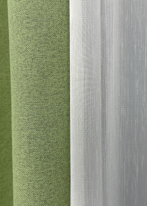 Комплект штор VR-Textil 100% блэкаут ASHEN NIGHT 150х270 2шт и Тюль 400х270 1841ш-1153т оливковый с белым 71-081/3 Киев - изображение 6